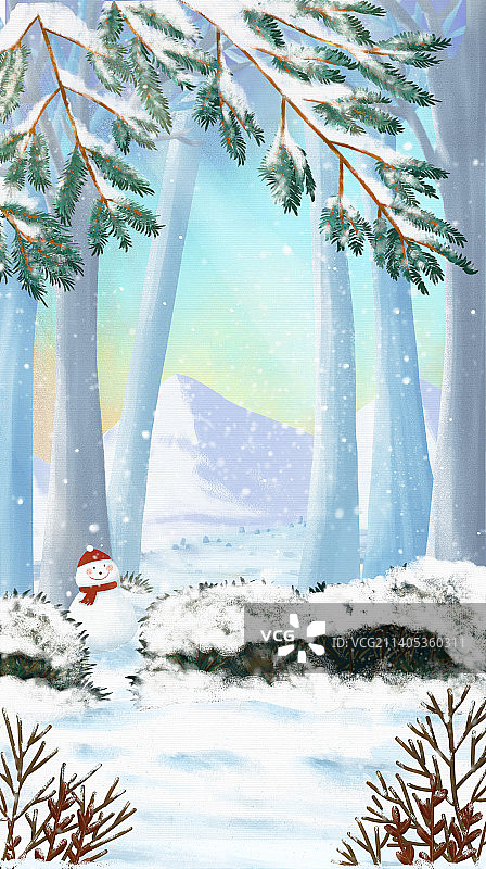 森林的冬雪-背景图片素材