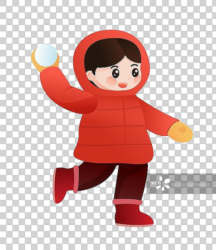 冬天户外儿童打雪仗插画图片素材