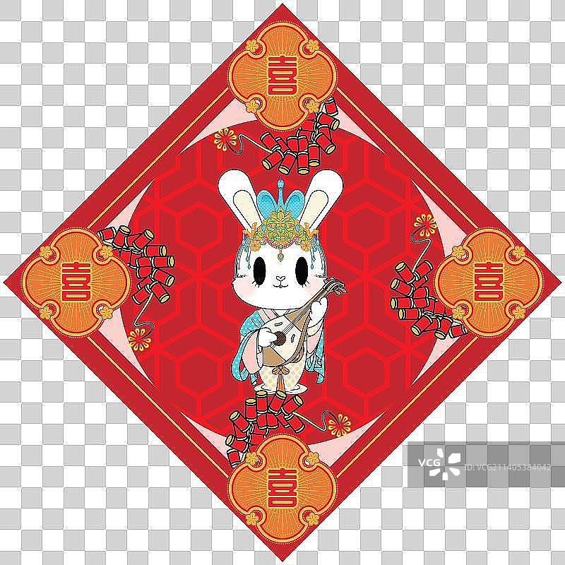 兔年春节年俗拜年跨年福字年画福禄寿禧财图片素材