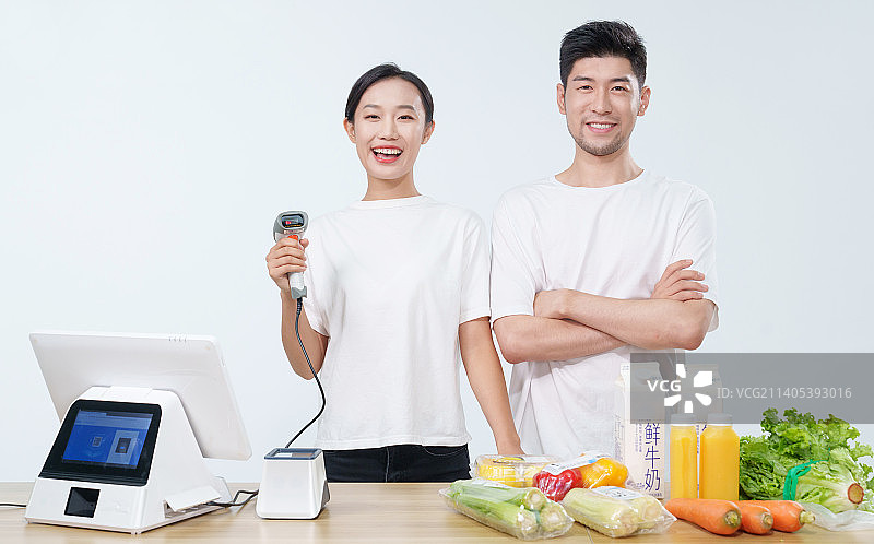 超市收银员图片素材