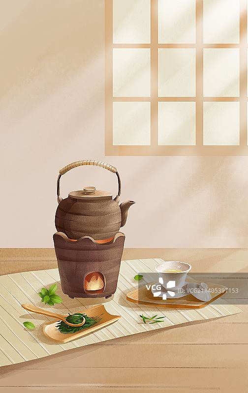 茶文化插画图片素材