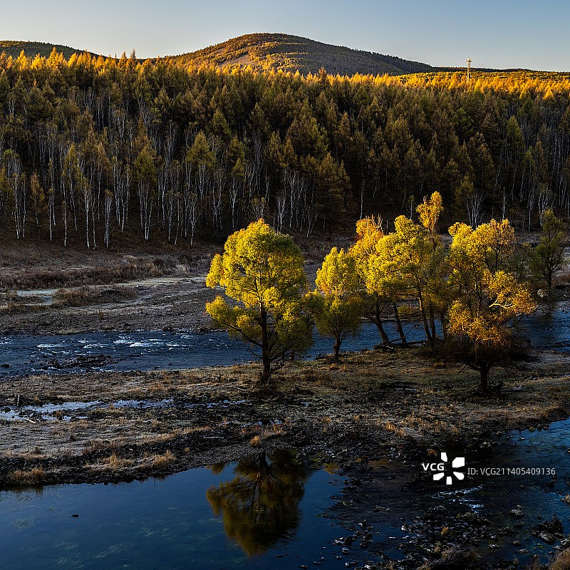 哈拉哈河第一缕阳光图片素材
