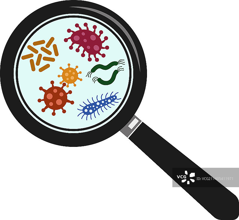放大镜下的微生物生物学研究图片素材