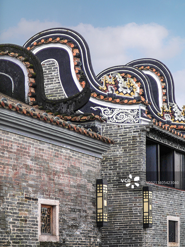 传统岭南广府古村落锅耳楼镬耳屋广州花都古民居图片素材