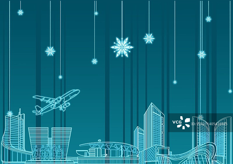 合肥城市地标建筑线性插画图片素材