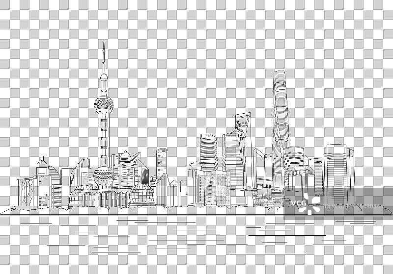 上海外滩建筑外形插画图片素材
