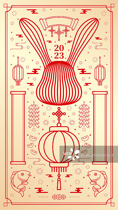 兔年线条插画图片素材