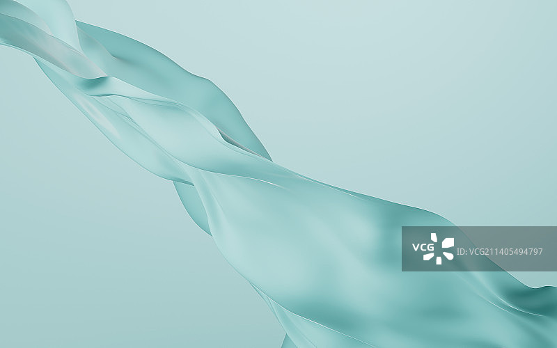 流动的绿色布料3D渲染图片素材