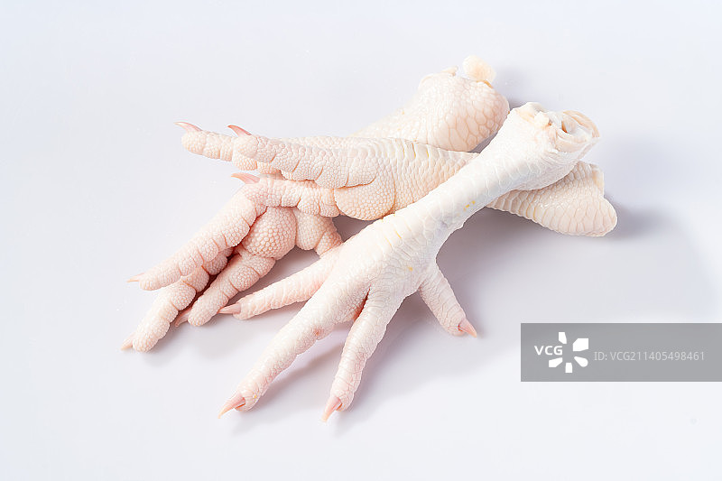 纯色背景下的新鲜鸡爪图片素材