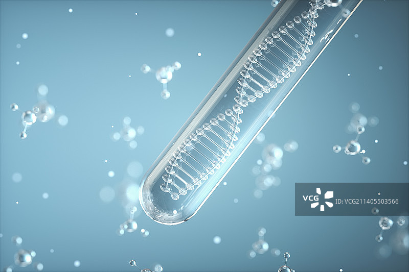 微观试管内的NDA 脱氧核糖核酸 三维立体图形 抽象创意图形图片素材