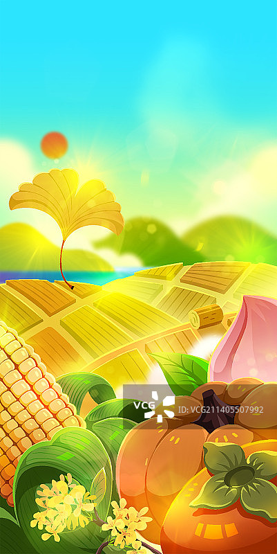 立秋节气插画海报图片素材