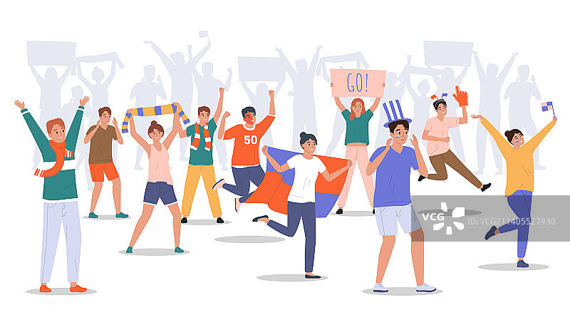 粉丝扁平化构图图片素材