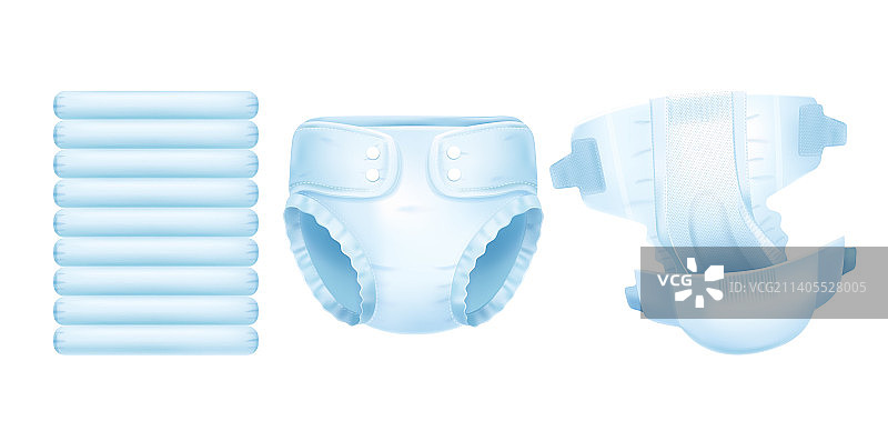 逼真尿布堆叠套装图片素材