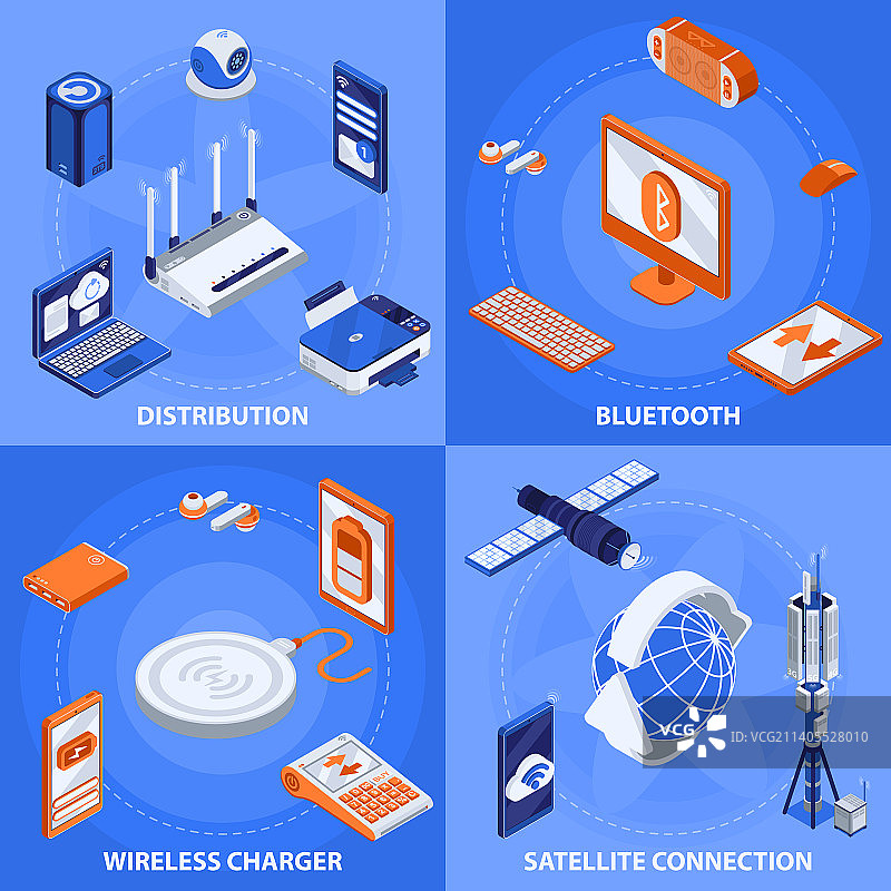 无线技术2.5D概念图标集图片素材