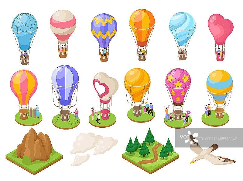 2.5D热气球套装图片素材