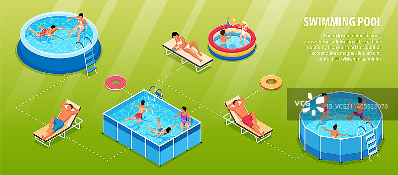 游泳池2.5D信息图表图片素材