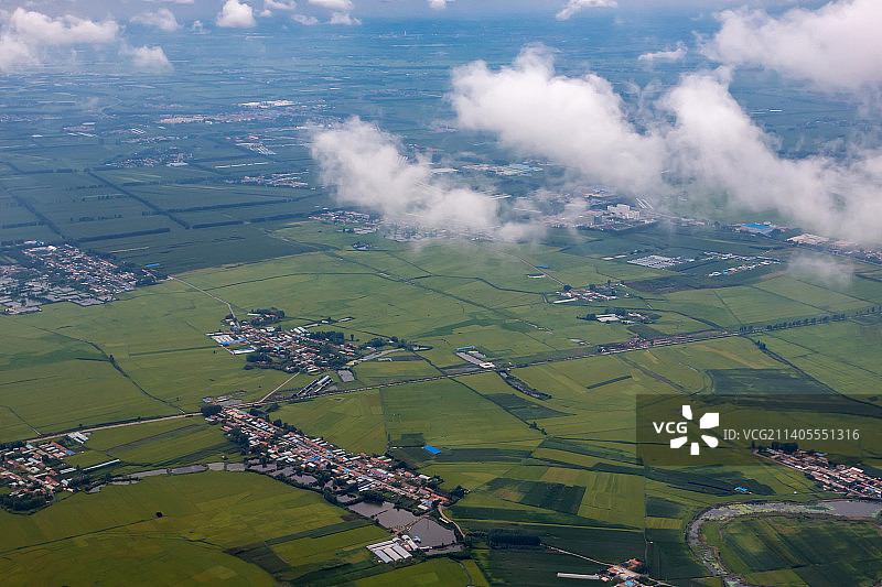 航拍吉林长春乡村田园风光图片素材