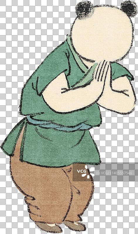 合掌礼拜的古代儿童人物元素图片素材