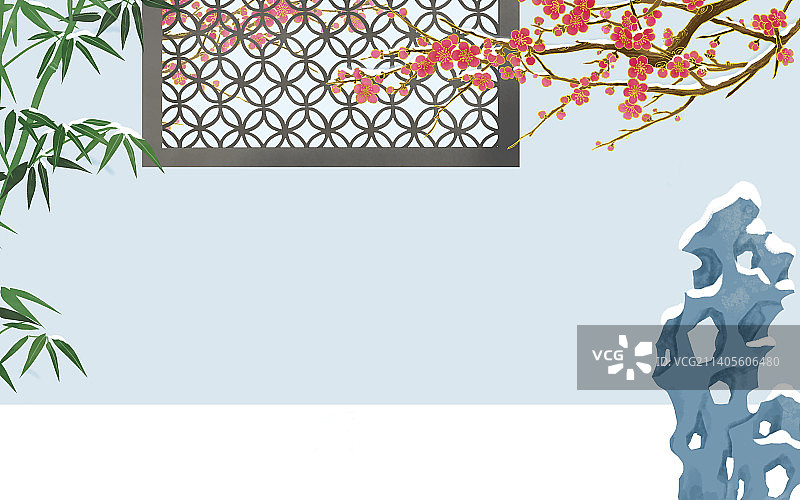 冬季下雪的园林图片素材