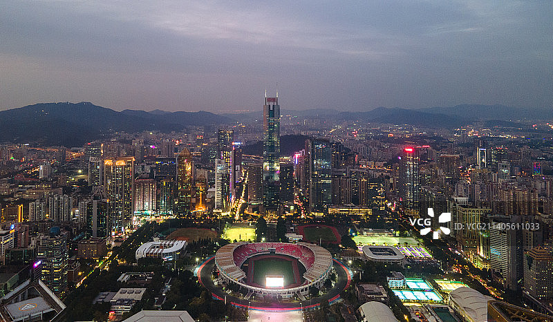 广州天河区城市夜景航拍图片素材