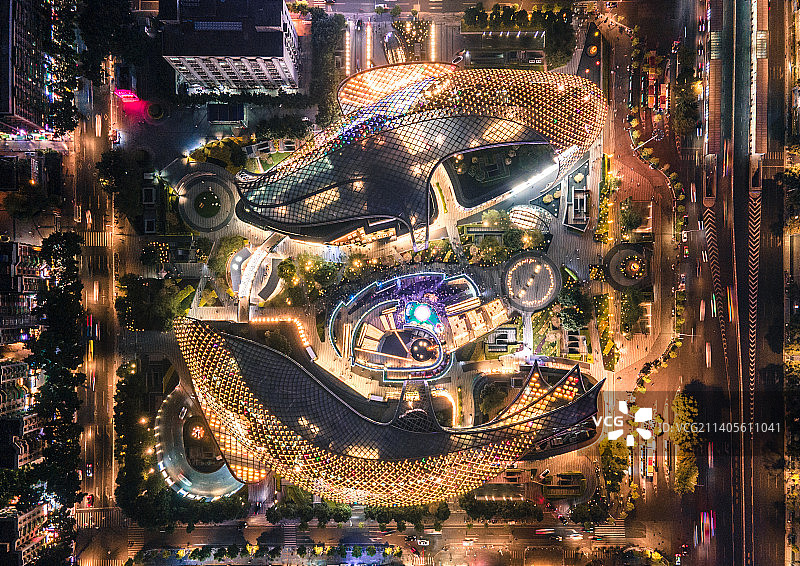 广州天河区城市夜景航拍图片素材