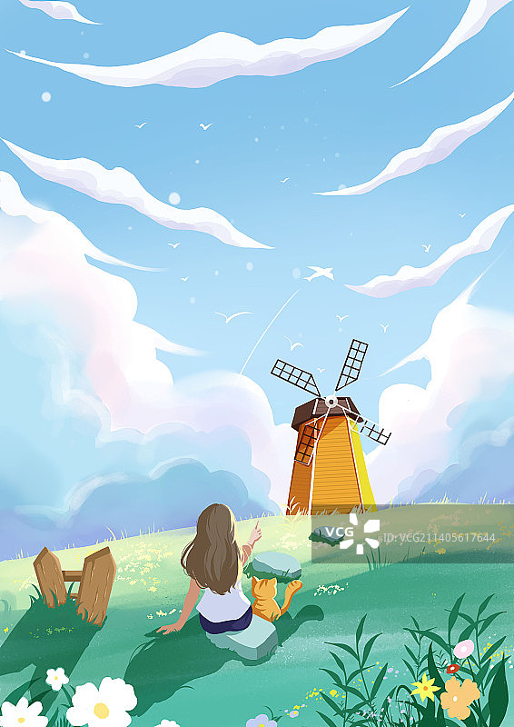 治愈系插画图片素材