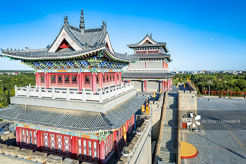 宁夏盐池县长城关九曲黄河阵城市风光图片素材