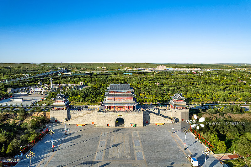 宁夏盐池县长城关九曲黄河阵城市风光图片素材