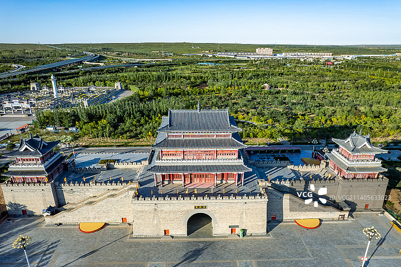 宁夏盐池县长城关九曲黄河阵城市风光图片素材