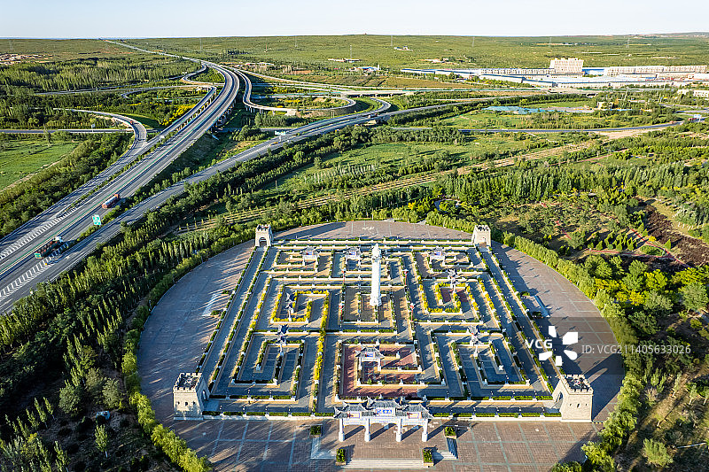 宁夏盐池县长城关九曲黄河阵城市风光图片素材