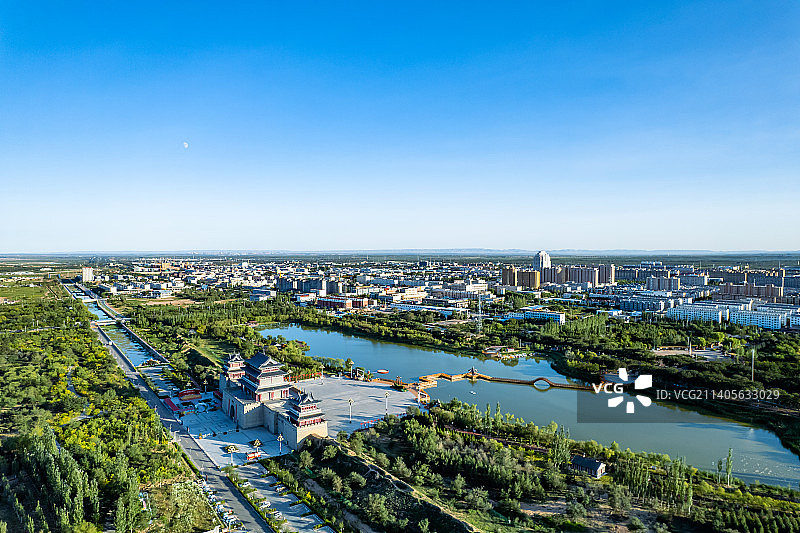 宁夏盐池县长城关九曲黄河阵城市风光图片素材