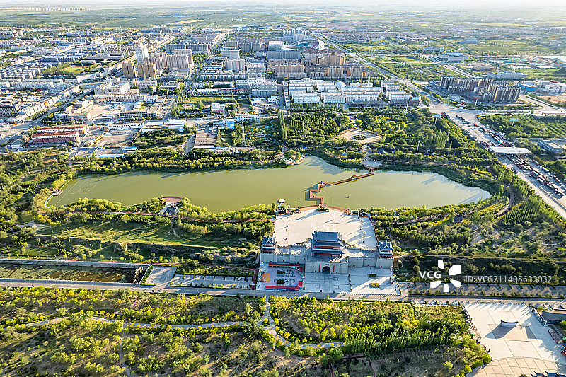 宁夏盐池县长城关九曲黄河阵城市风光图片素材
