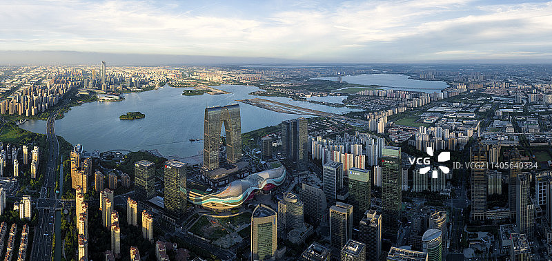 苏州工业园区CBD和金鸡湖隧道图片素材