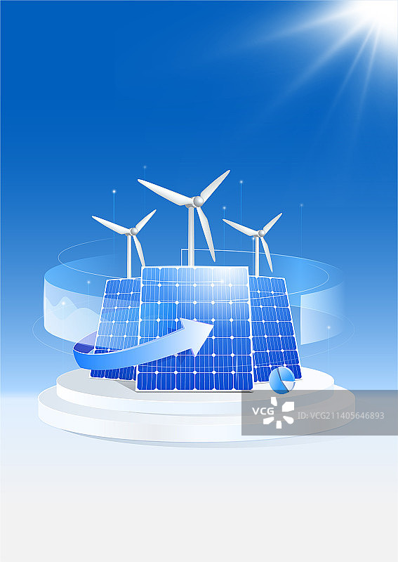 可再生能源太阳能电池板图片素材