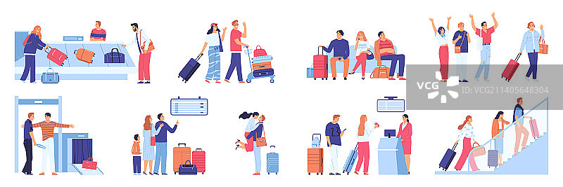 机场扁平化合集图片素材