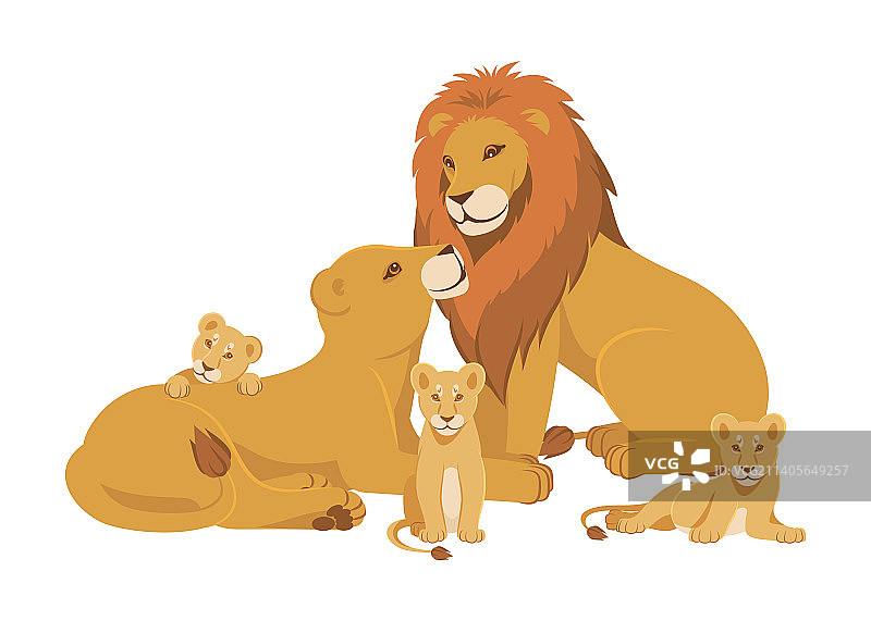 狮子家庭卡通图片素材