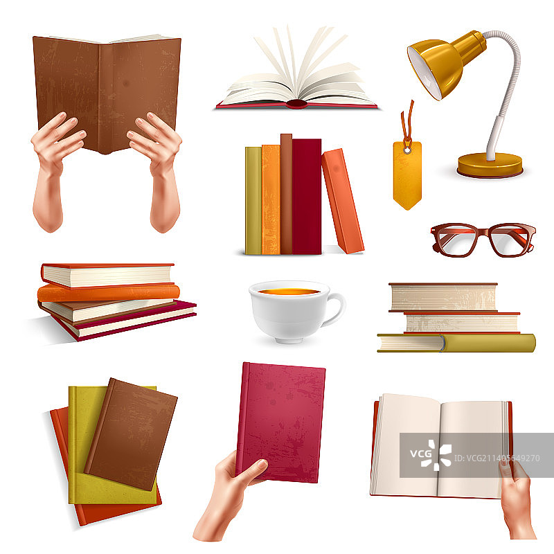 逼真的书本套装图片素材