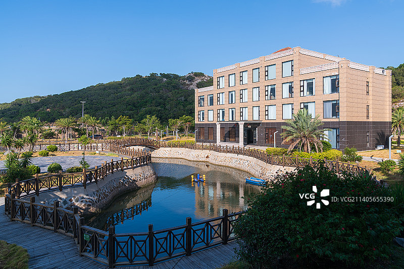 晨光中的福州福清高山虎头村虎头湾图片素材