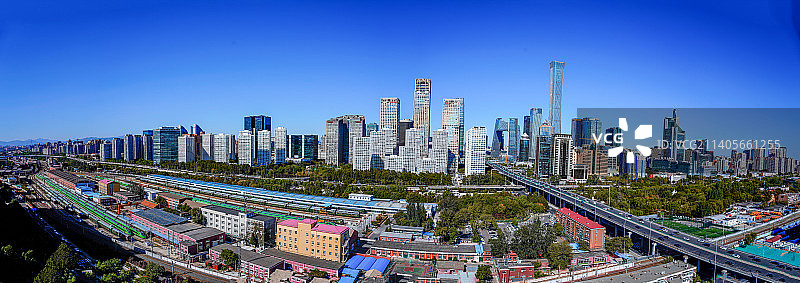 北京朝阳区建外soho和国贸cbd北京中信大厦大裤衩全景俯视图片素材