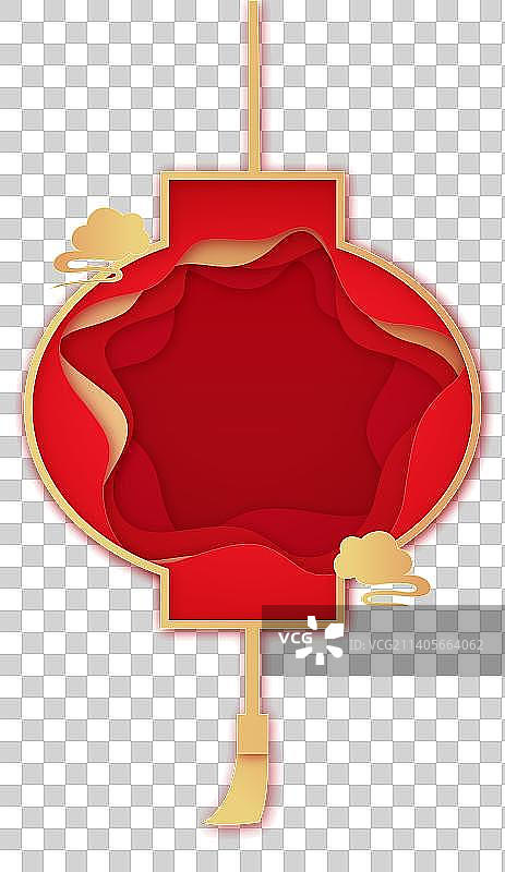 中国传统节日春节兔年新年红色剪纸风格插画图片素材