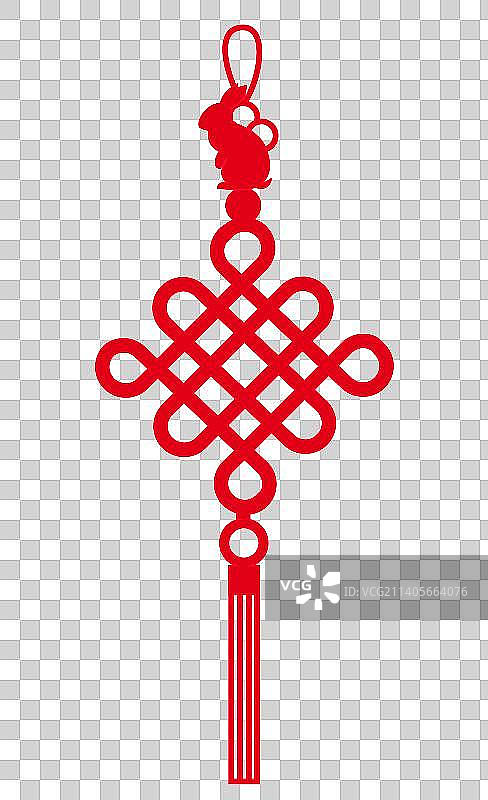 中国传统节日春节兔年新年红色中国结插画图片素材