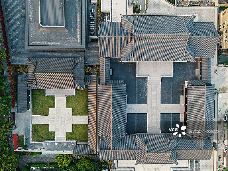 杭州德寿宫遗址公园俯瞰航拍图片素材