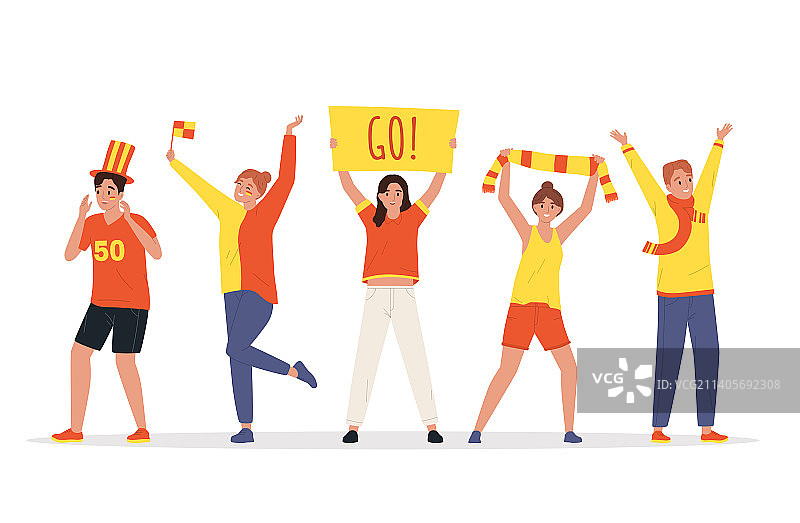 粉丝扁平化构图图片素材