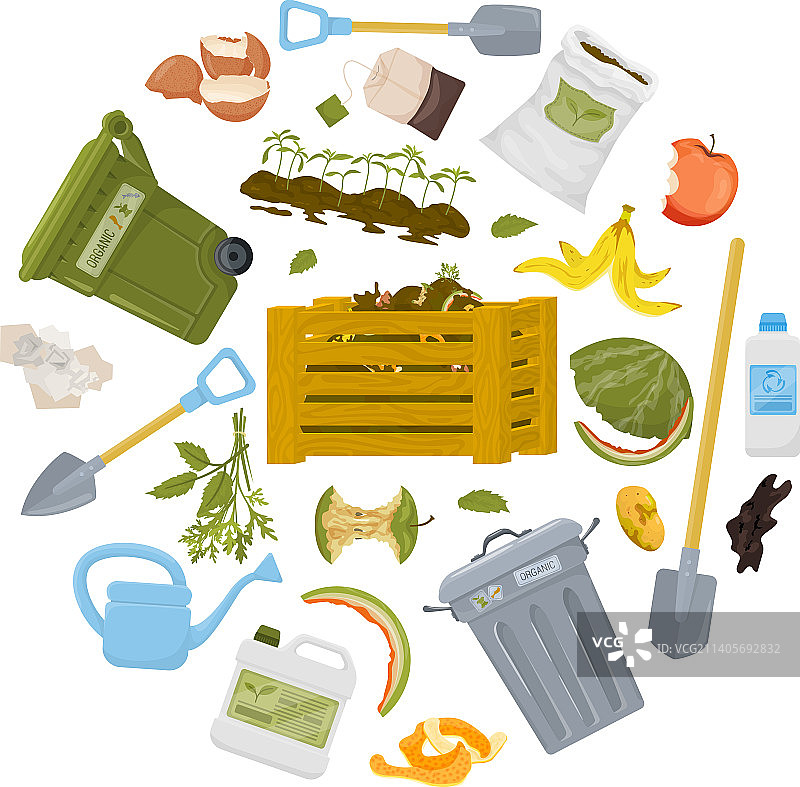 堆肥扁平构图图片素材