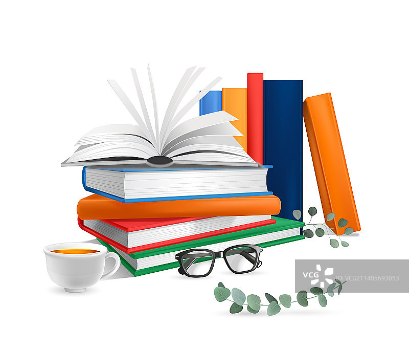 爱书人堆叠组合图片素材