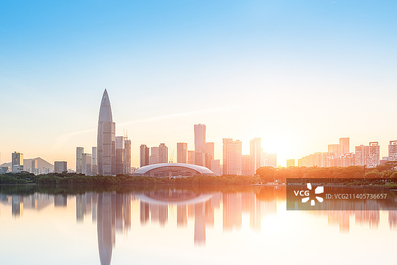 深圳湾黄昏时分风光图片素材