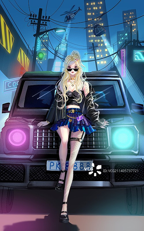 插画朋克少女图片素材