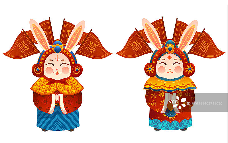 矢量兔儿爷新年插画2图片素材