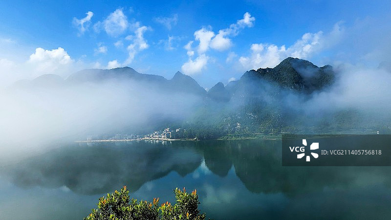 雾漫渠洋湖...图片素材