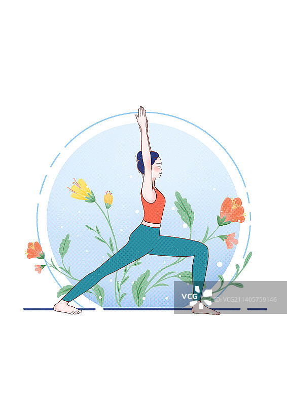 一个做瑜伽的年轻女人，瑜伽时间图片素材